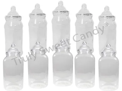 SLIGHT SECONDS 10 Jars 2 Styles Plastic Sweet Jars Candy Buffet Wedding • £11