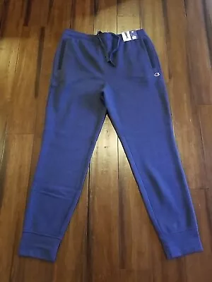 Champion Men's Drawcord Fleece Woven-Mix Athletic Jogger Navy Heather  Sz Large • $17.99