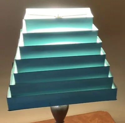 Vintage 7 Tier Venetian Blind Collapsible Blue Lamp Shade • $95