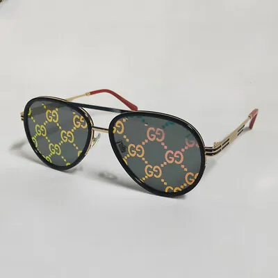 $206 • Buy GUCCI GG0982S Aviator Frame Sunglasses Pink Lens With GG Motif