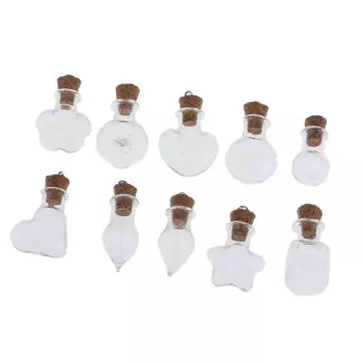 10pcs Size Glass Necklace Bottle Vial With Cork Stopper And Eyehook • $9.28