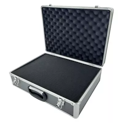 Large Grey Hard Flight Case Camera DJ Foam Storage Briefcase Box • £40.01