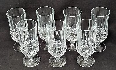 Longchamp Cristal D'Arques-Durand 12 Oz Iced Tea Glasses Goblets Set Of 7 • $55.99