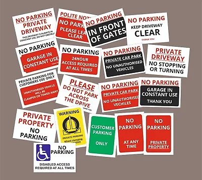 £2.25 • Buy No Parking Plastic Sign, Sticker - Clamping, Private, Driveway, Disabled