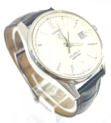 Authentic Tag Heuer Carrera Mens White Dial Automatic Calibre5 Wristwatch HL5154 • $870