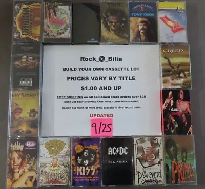 $10 • Buy $1 UP 80s & 90s HEAVY METAL HARD ROCK GRUNGE PUNK CASSETTE TAPES BUILD YOUR LOT