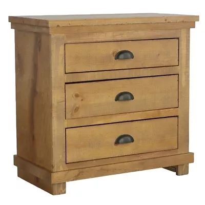 Progressive Furniture Willow 3 Drawer Wood Nightstand In Distressed Pine Tan • $306.60