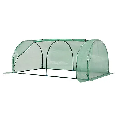 Outsunny Tunnel Greenhouse Grow House Steel Frame PE Green 200x100x80 Cm • £24.99