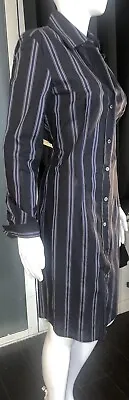 Vivienne Westwood ANGLOMANIA Navy Striped Long Sleeve Shirt Dress Sz42 • $75