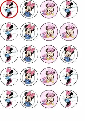 24  Minnie Mouse  Edible Rice Paper Cup Cake Toppers • $2.74