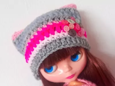  Handmade Hat For Blythe Or Tangkou Doll With Buttons. Crochet Handmade Hat • £4.99