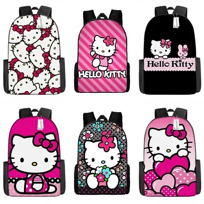 Kids Hello Kitty Cat Backpack Rucksack School Student Handbag Travel Bag Gift AU • $23.59