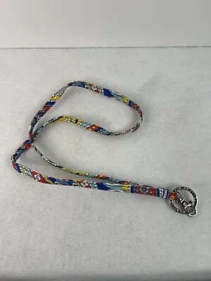 Vera Bradley Breakaway Lanyard Signature Key Ring Yellow Blue Red Floral 18” • $14