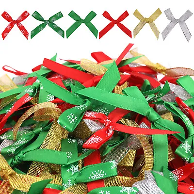 £4.99 • Buy Small Pre-Tied Mini Bows Satin Ribbon Bows Crafts Wedding Card Making Christmas
