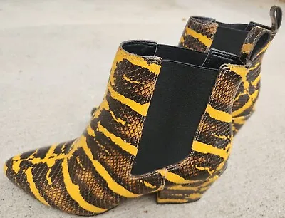 Matisse Morgan Yellow Brown Snakeskin Ankle Boots Size 9 • $44.99