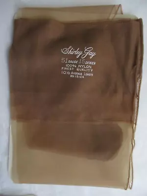 1pr Vintage Shirley Gay Seamed Full Fashion Nylon Stockings 10 1/2 Med Beige • $24.99