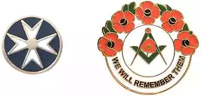 £8.99 • Buy Masonic Malta Maltese Cross Badge And Masonic We Will Remember Enamel Badge