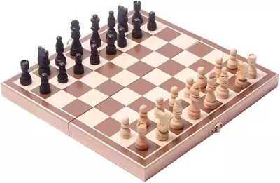 15  Classic Vintage Standard Folding Wooden Chess Set Foldable Games Board Craf • $21.88