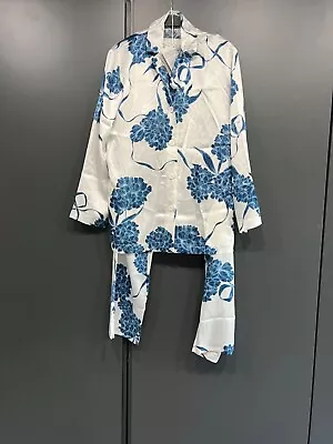 La Perla  Women's Blue Hydrangea 100% Silk Pajama SET Size XS TAG $ 625.00 NEW • $345