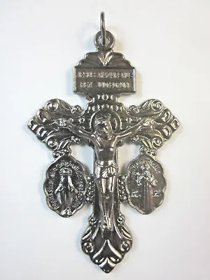 3-Way Pardon Crucifix 2 1/4  Gunmetal Finish Italy W Indulgence Card Gift Box • $12.95
