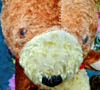 Mohair  Antique Teddy Bear Excelsior Stuffed Gold Jointed Large 26  Early 1900s • $148.88
