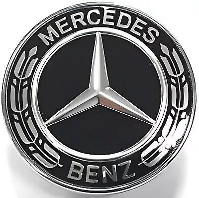 Mercedes-Benz Black Wreath Flat Bonnet Badge Emblem A2228170415 NEW 57mm • £7.99