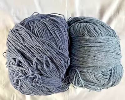 725 Grams 2 X Odd Balls Of Unbanded  Aran Wool - 2 Different Shades Of Blue • £7.99