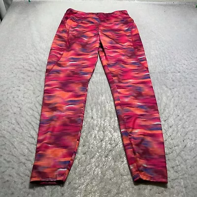 Marika Activewear Leggings WOmens Large L Pink Striped Compression Slim Fit Pant • $12.90