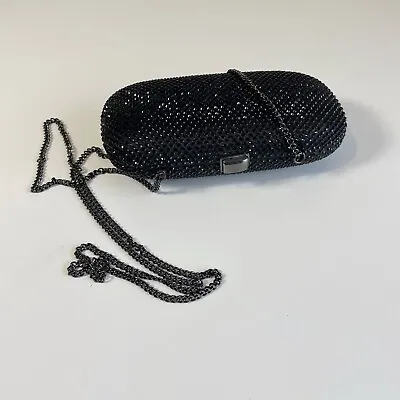 $24.65 • Buy Zara Basic Womens Rhinestones Studded Crossbody Clutch Bag Black Chain Cylinder