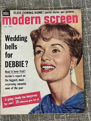 1960 Modern Screen Magazine Debbie Reynolds Wedding Cover Elvis April • $10.10