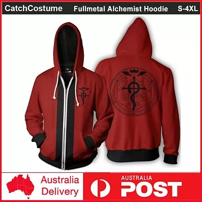 Fullmetal Alchemist FA Edward Elric Cosplay Hoodie Sweatshirt Zipper Jacket Coat • $25.09