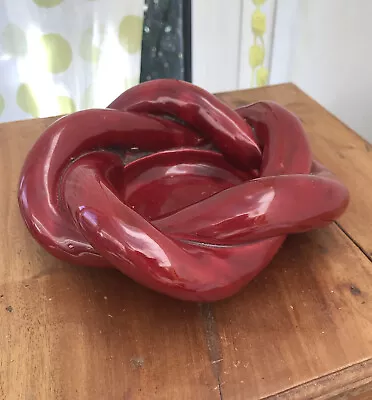 Vintage FRENCH Jerome MASSIER School Vallauris Pillar Candle Holder Twisted Red • $120