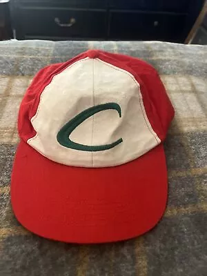 Vintage 90s Pokemon Ash Ketchum Hat Red White Adjustable • $14.99