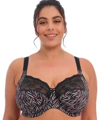 Elomi Morgan UW Bra W/Underband EL4110 UK Sizes DD-HH Serengeti Print Black NWT • $34.39