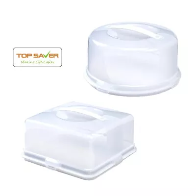 Plastic Cake Storage Box Container Cupcake Clear Carrier With Lockable Lid Boxes • £10.74