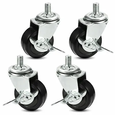 4Pcs 2 Inch Heavy Duty Rubber Casters Safety Brake Wheels For Wire Shelving Rack • $16.88