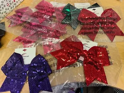 Chasse Cheer Competition Sequined Bows.  7 In Mixed Colours • £17.50