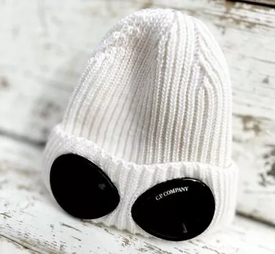 CP Company Goggled White  Beanie Hat  • £47.99