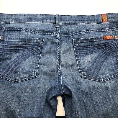 7 For All Mankind DOJO Med Wash Capri Jeans Women’s Size 30 Embroidered Pockets • $34.97