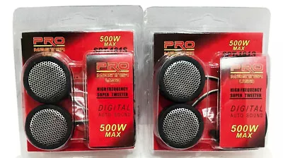 2 Pair 1 Inch Car Tweeters 1000W Silver Super High Frequency Micro Dome Piezo • $12.50