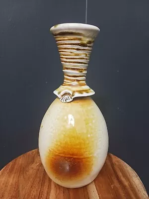 Vintage Artist Signed Studio Art Pottery Salt Glazed Vase 10in. • $25