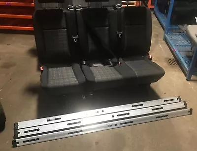 2016-2018 MERCEDES METRIS VAN 2nd ROW BENCH SEAT 3 PASSENGER BLACK CLOTH + RAILS • $1600