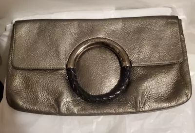 Michael Kors Metallic Silver Colored Leather Clutch Bag Made In Italy • $45