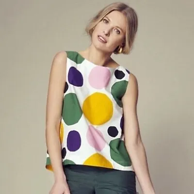 Marimekko Uniqlo Sleeveless Trapeze Top XS Colorful Dots Cotton Boatneck High-Lo • $20