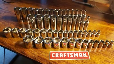 CRAFTSMAN  56pc Short & Deep 3/8 Dr  SAE METRIC 6pt Ratchet Wrench Socket Set • $84.98