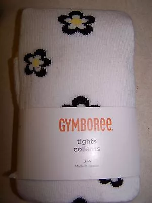 NWT GYMBOREE BEE CHIC WHITE FLOWER FLORAL TIGHTS Sz 3-4 • $12.59