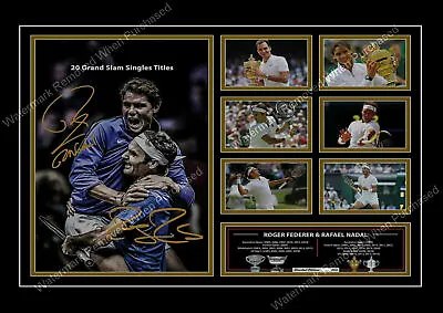  Roger Federer & Rafael Nadal Signed 20 Grand Slams A4 Photo Print • £8.69