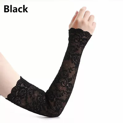 Lace Womens Lace Floral Long Arm Sleeve Fingerless Gloves Elegant Party Wedding • $2.76