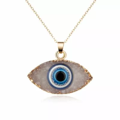 $0.70 • Buy 18k Gold Plated Silver Necklace Turquoise Blue White Evil Eye Pendant Women Gift