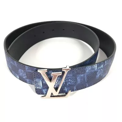 LOUIS VUITTON M0378V Ceinture-LV Initials  Belt Leather Blue/Black • $508.50